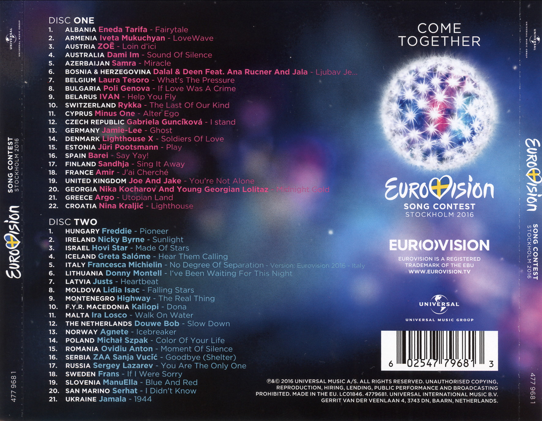 Eurovision Song Contest 2016; Stockholm come Together : Back